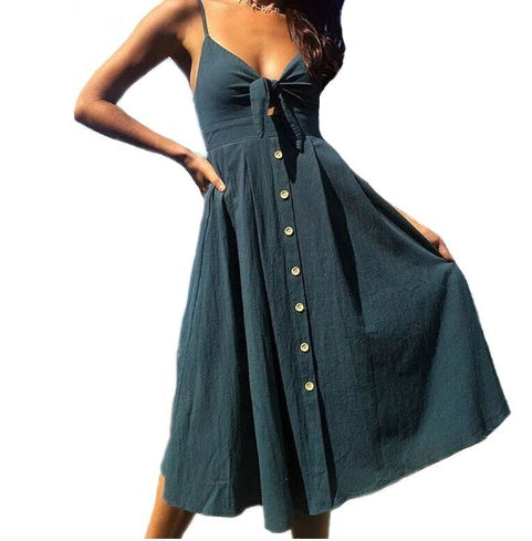Robe d'Été Femme Élégante – Sans Manches, Dos Nu, Moulante et Longue