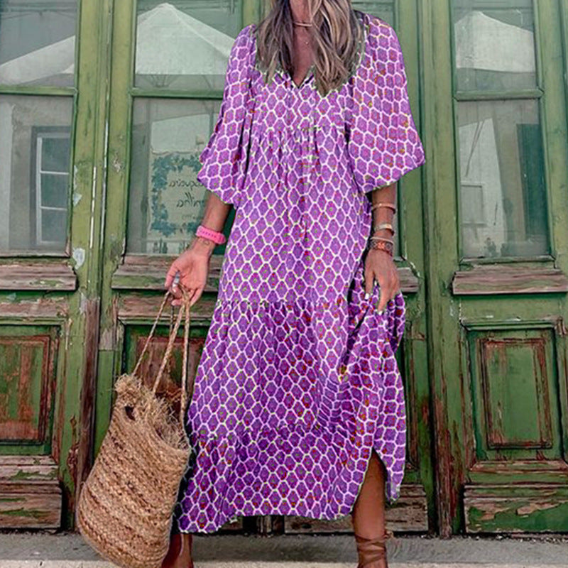 Robe Bohème d'Été Vintage pour Femme – Élégante & Décontractée - parisienne chic