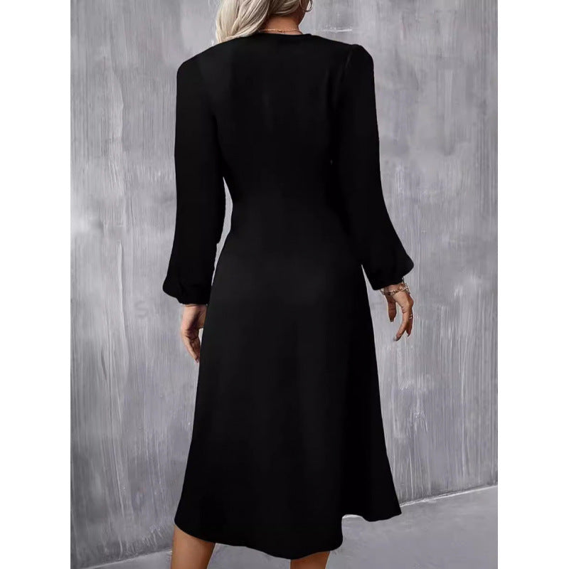 Robe fendue à manches à la mode européenne - parisienne chic