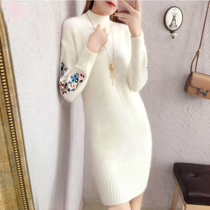 Robe en laine épaisse doublée de polaire pour l'automne et l'hiver - parisienne chic