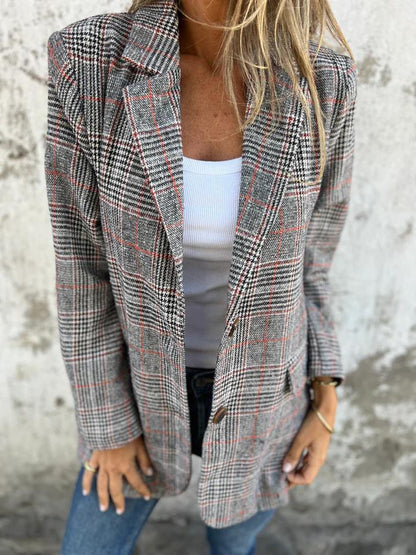 Blazer rétro pied-de-poule pour femme - parisienne chic