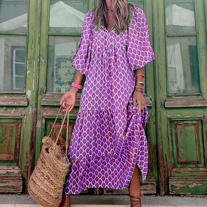 Robe Bohème d'Été Vintage pour Femme – Élégante & Décontractée - parisienne chic