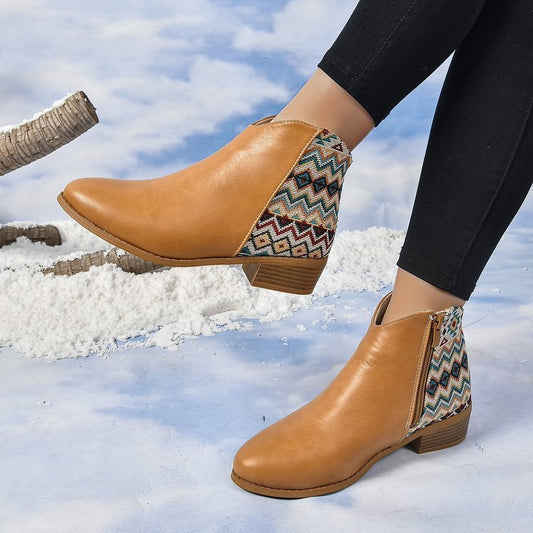 Plus Size Pointed Martin Boots Side Zipper Women - parisienne chic