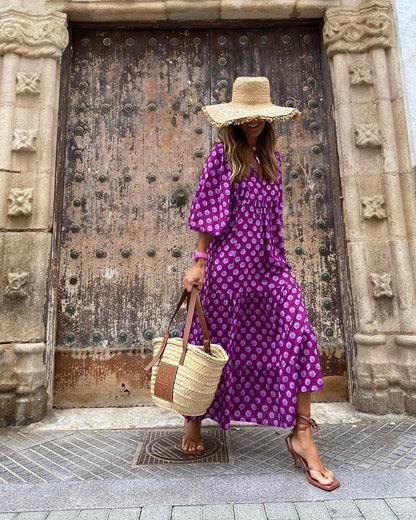 Robe Bohème d'Été Vintage pour Femme – Élégante & Décontractée - parisienne chic