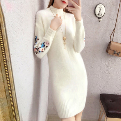 Robe en laine épaisse doublée de polaire pour l'automne et l'hiver - parisienne chic
