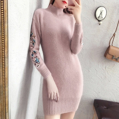Robe en laine épaisse doublée de polaire pour l'automne et l'hiver - parisienne chic