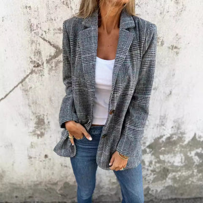 Blazer rétro pied-de-poule pour femme - parisienne chic