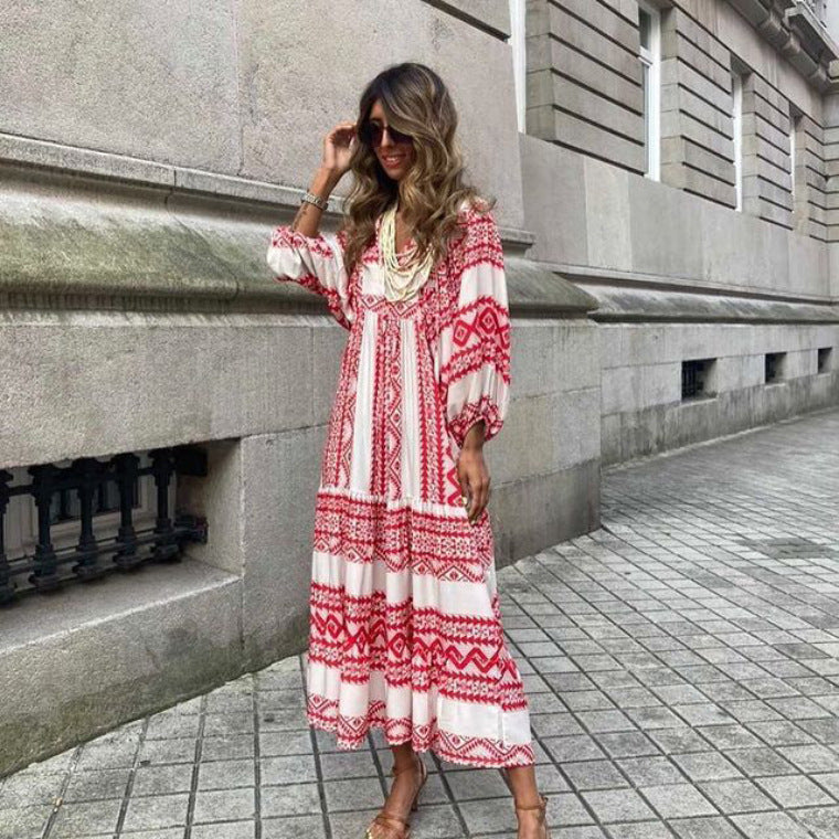 Robe Bohème d'Été Vintage pour Femme – Élégante & Décontractée - parisienne chic